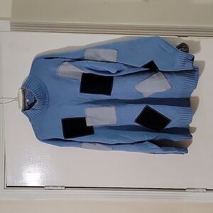 CCNY Men's Blue Patchwork  Sweater
